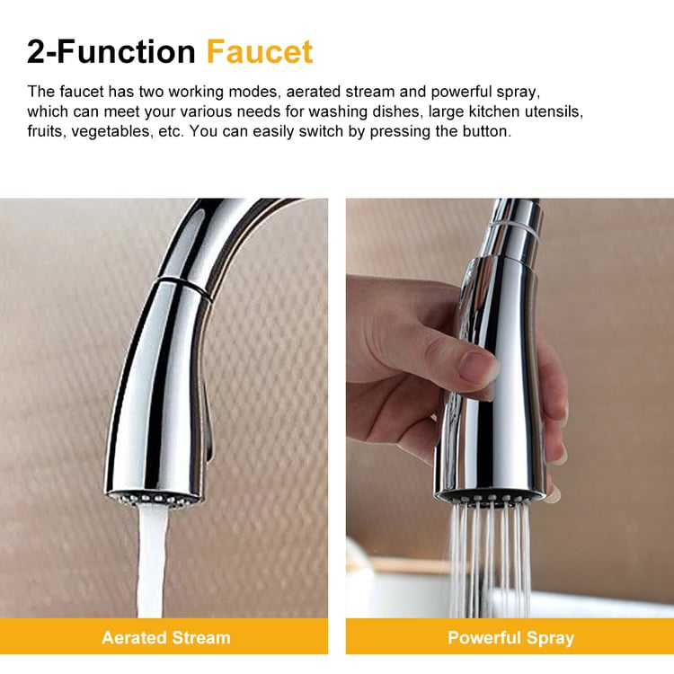 Grifo mezclador de cocina negro mate de doble manija de lujo, grifo extraíble gi Grifo mezclador de cocina negro mate de doble manija de lujo, grifo extraíble gi
