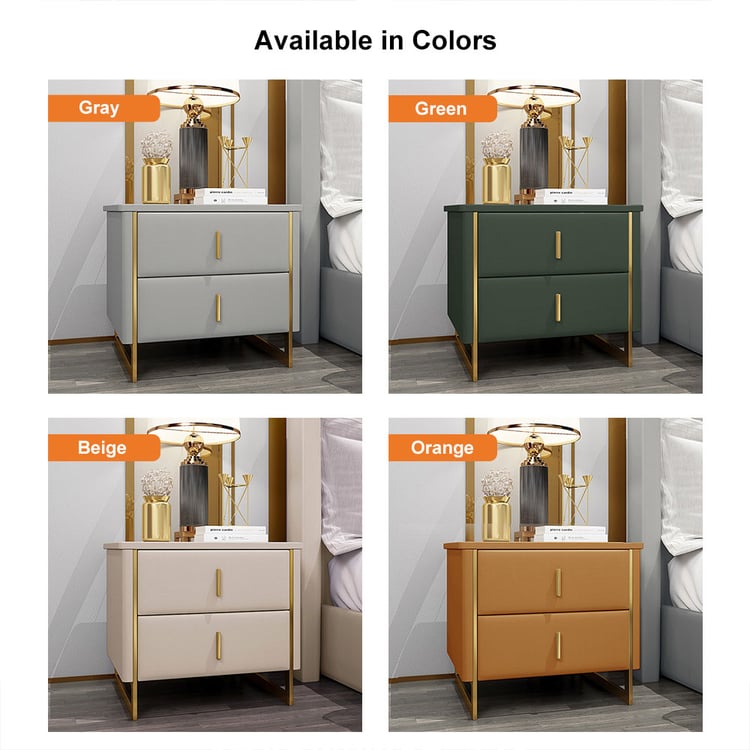 Beige nachtkastje kunstleer nachtkastjes marmeren bijzettafeltje met metalen poten met 3 lades nachtkastje set van 2 voor slaapkamer uniek smal klein