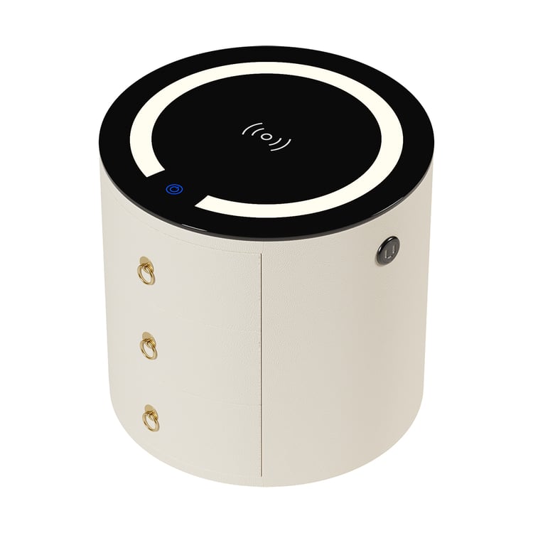 Comodino Smart Con Altoparlante Bluetooth E Luci LED - 2 Cassetti, Ricarica Wireless E USB, Tipo C - 2