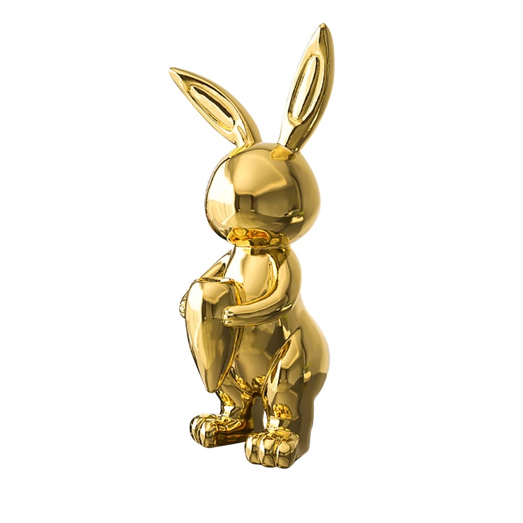 410mm Gold Shiny Resin Rabbit Statue Animal Art Decorative