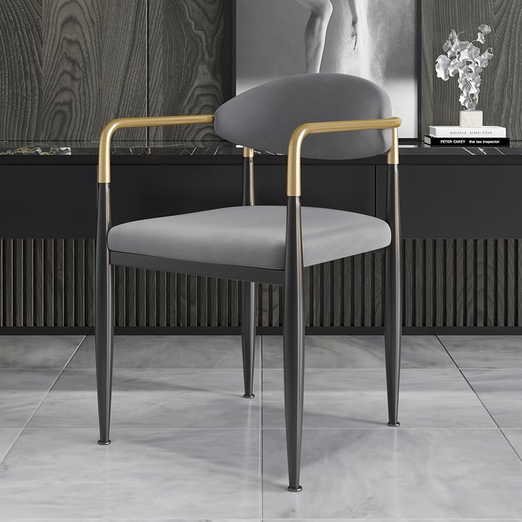 2-Set Modern Upholstered Dining Chairs Gray Velvet with