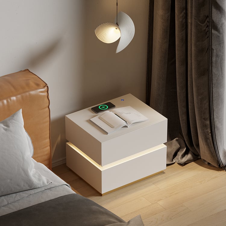 RELAX4LIFE Nachttisch Mit LED-Beleuchtung, Einstellbare Farben