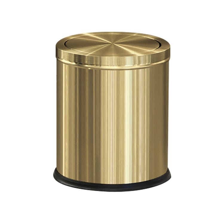 Gold Round Trash Can Stainless Steel Garbage Can with Swing