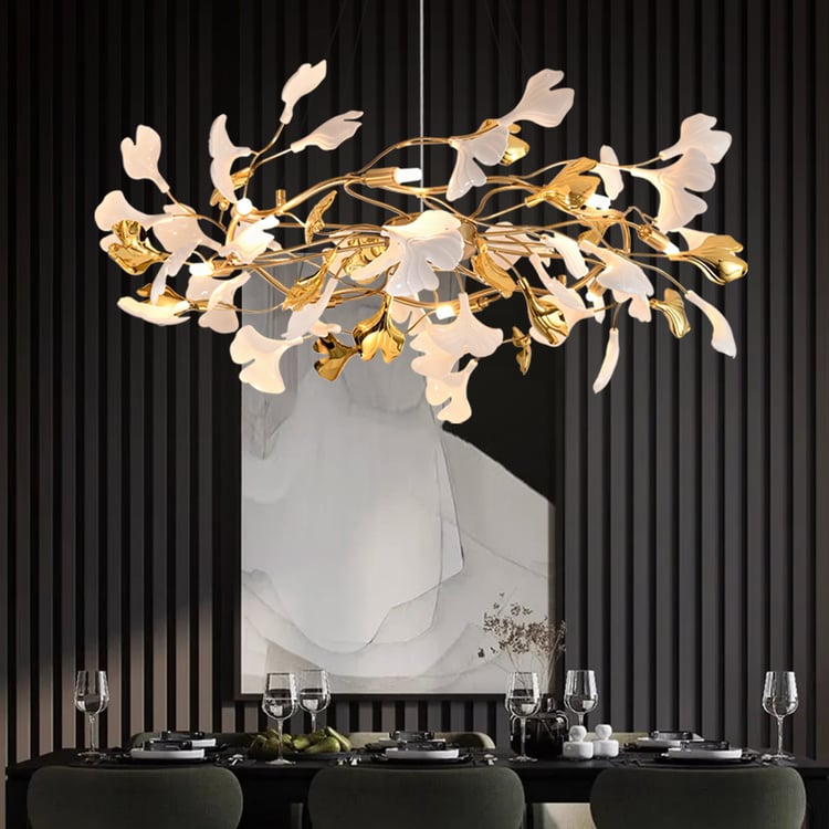 【ひまわり様】amritara 8点セット Martly 8-Light Art Deco Ginkgo Leaves Chandelier White