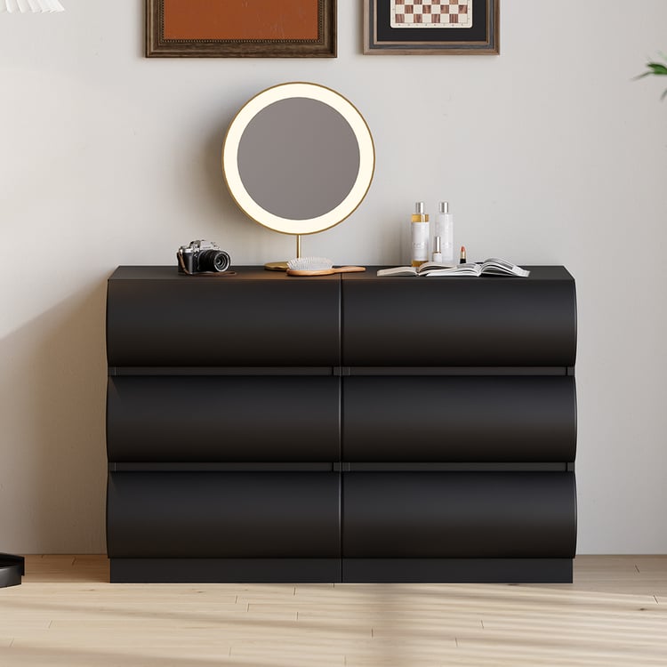6 drawer dresser in black Frances Woven Rattan 6 Drawer Dresser, Black main image 1