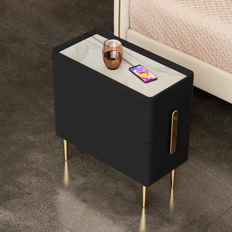 Minimalistisch Nachtkastje Met 2 Niveaus In Het Wit - Opbergruimte Voor Slaapkamer En Woonkamer Wit