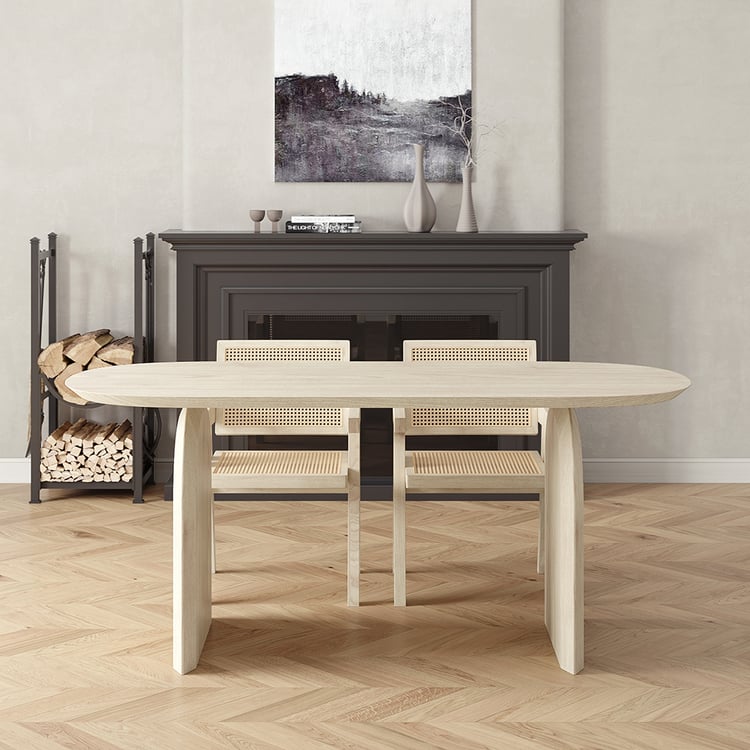 Tintica 1800mm Japandi Whitewash Dining Table 6 Seater Solid Wood