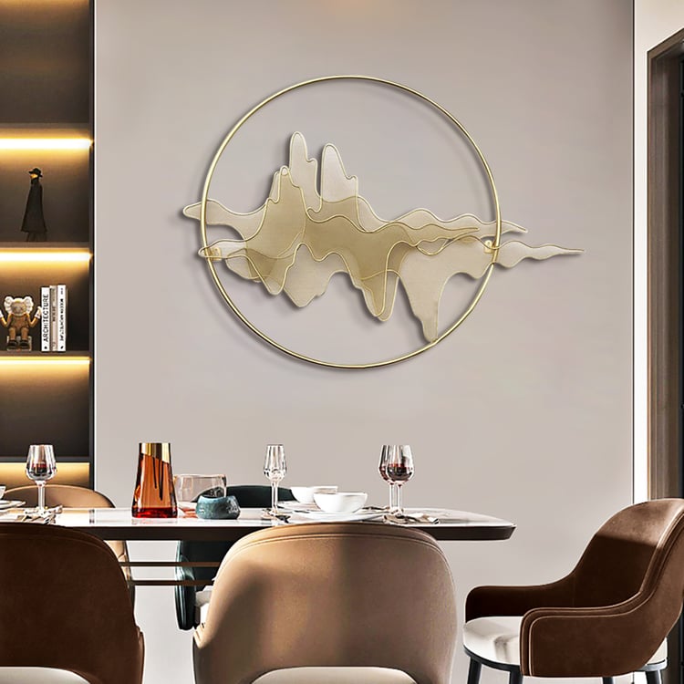 Natural Abstract Landscape Wall Decor 3D Gold Metal Wall Art