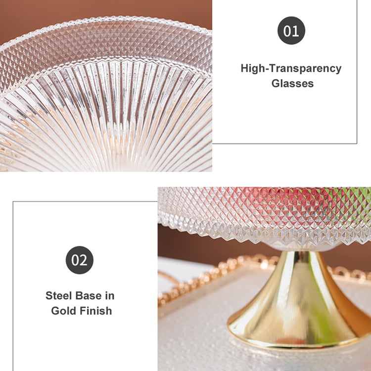 Bol Décoratif Doré Peint à La Main - Diamètre 30,5 Cm, En Verre Sans Plomb, Idéal Centre De Table Ou Corbeille à Fruits - 3