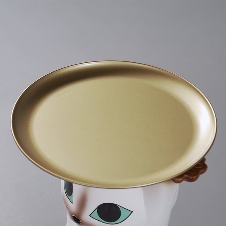 Vassoio Decorativo In Resina Con Statuetta Di Signora - Organizzatore Minimalista Per Ingresso, Chiavi E Piccoli Oggetti