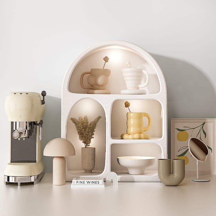 Japandi White Arched Cave-like Multi-compartment Wall-mountable