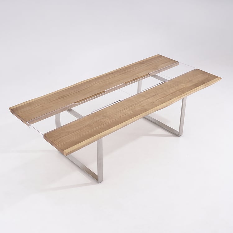 2400mm Natural & Clear Conference Table with Cable Management