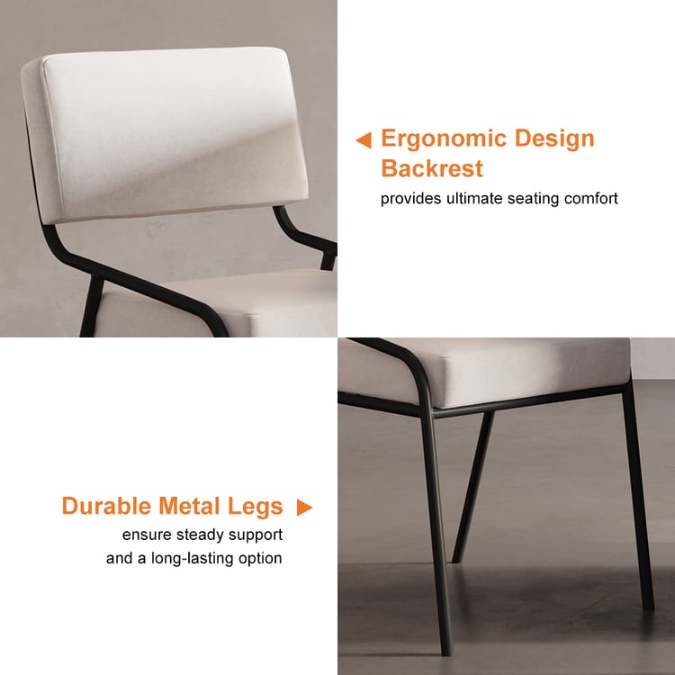 Industrial Upholstered Dining Chair White PU Leather Dining Chair