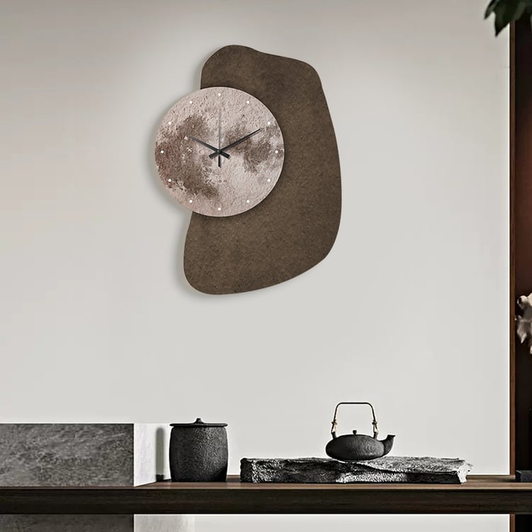 600mm Unique Abstract Geometric Moon Wall Clock 3D Japandi
