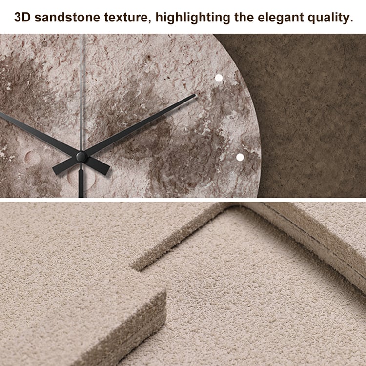 600mm Unique Abstract Geometric Moon Wall Clock 3D Japandi Decor