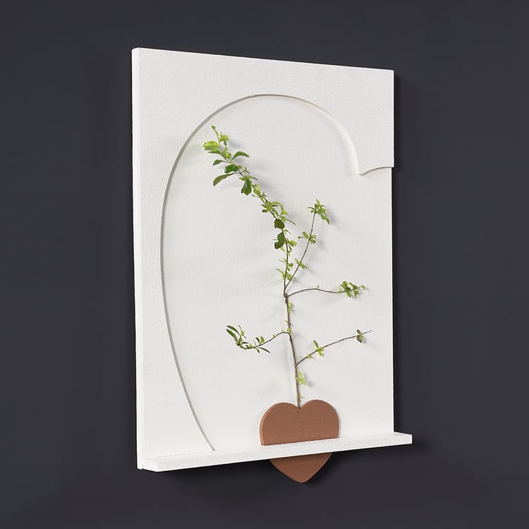 Sculpture Murale 3D En Grès Avec Vase Transparent Et LED – Décoration Élégante Pour Salon, Chambre Ou Bureau