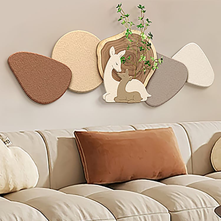 Japandi Deer 3D wanddecoratief schilderij creatief woonkamerdecor met nepplanten