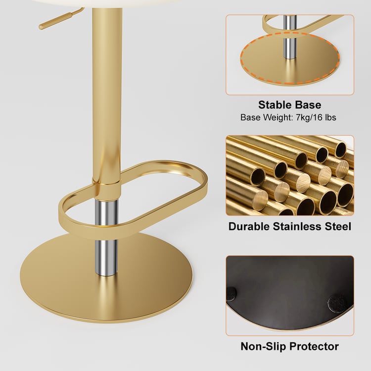 Set di sgabelli da bar in velluto con schienale, altezza regolabile, sedie da bar girevoli per cucina, bancone isola, poggiapiedi dorato, per pub, caffè, casa, cucina, decorazione (blu