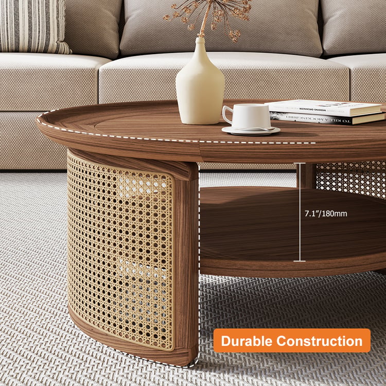 DÉJA Salontafel Marcia Beige/Naturel Rond met Opbergruimte 83cm kopen? ⏩ Giga Meubel - Giga Meubel