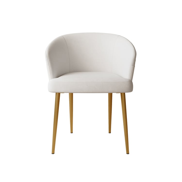 Modern 2-Pieces White PU Leather Dining Chair Curved Back with