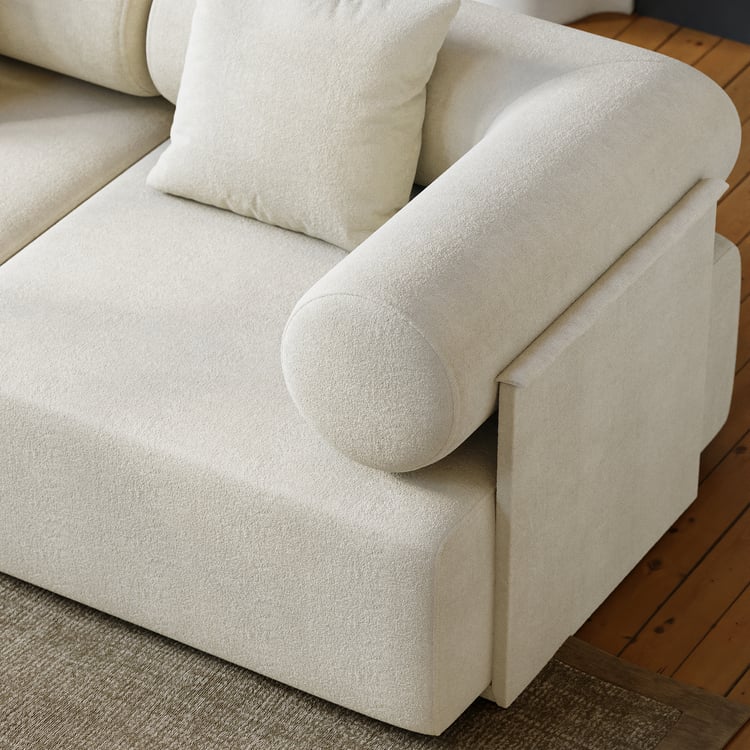 2800mm 5-Piece Modular White Performance Chenille Velvet L