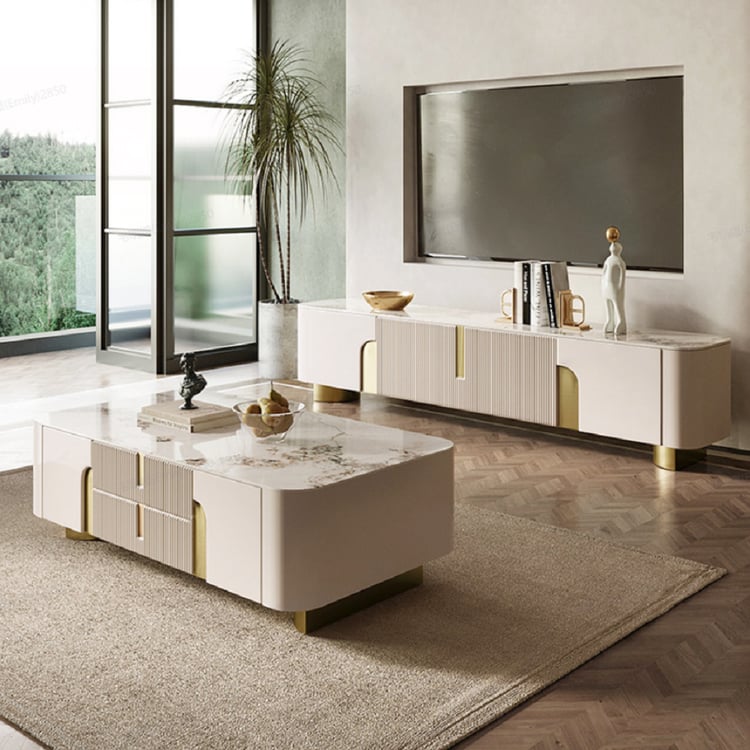 Artus Sintered Stone TV Stand & Coffee Table Set｜Homary ES