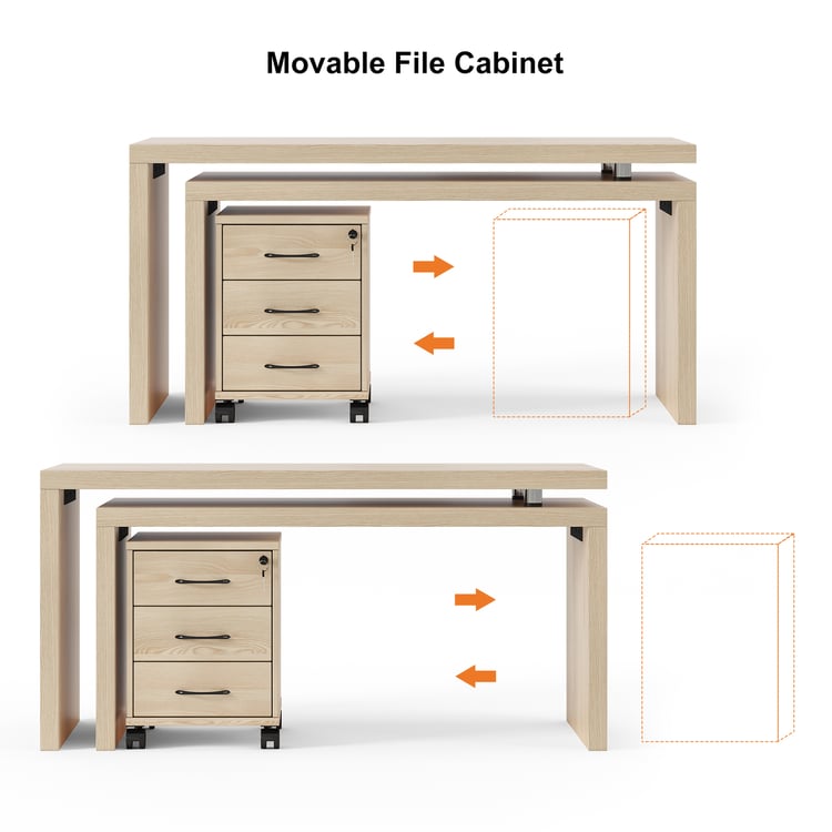 RedLemon Scrivania Direzionale A L 152 Cm Con Cassetti, Armadietto E Stazione Di Ricarica - Rustico Bianco Antico Per Ufficio E Casa - 2