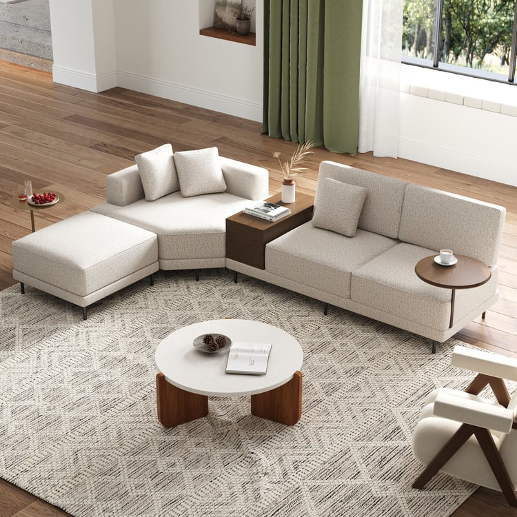3640mm Linen L-Shaped Modular Sectional Sofa with Lift Up Storage