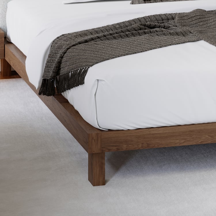 Walnut King Platform Wood Bed Frame｜Homary