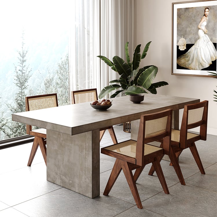 1800mm Gray Dining Table & 4 Dining Chairs Set｜Homary