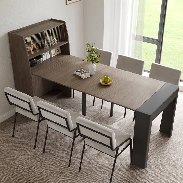Modern Extendable Dining Table with Storage Rectangle Sideboard