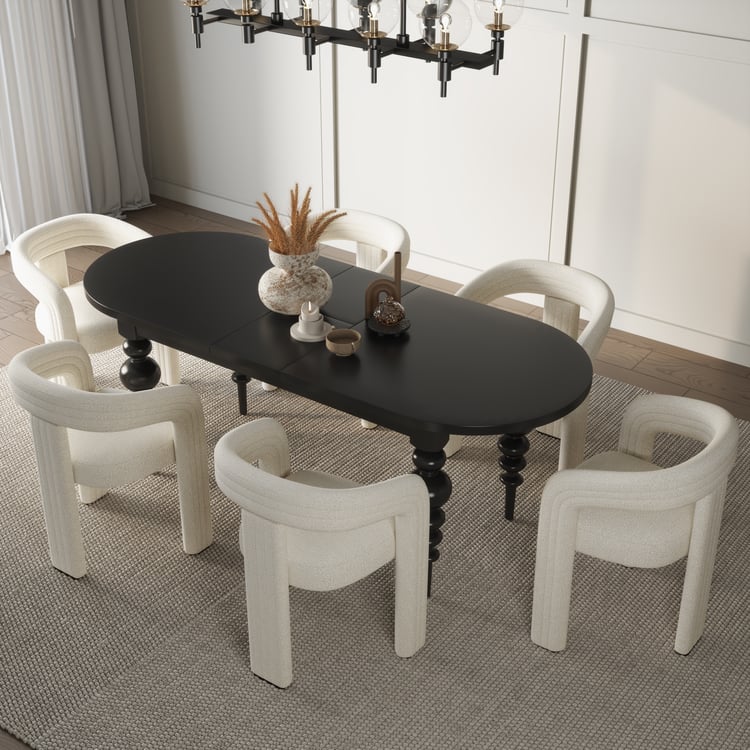 Dining Set 67"-79" Extendable Dining Table Black with 6 Chairs