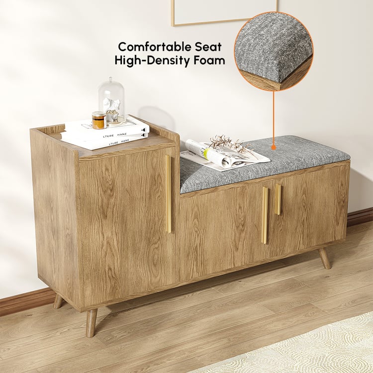 Banc Chaussures Entrée,Armoire à chaussures,100×30×69.5cm,Banc de Rangement avec Coussin,couleur bois naturel | Leroy Merlin