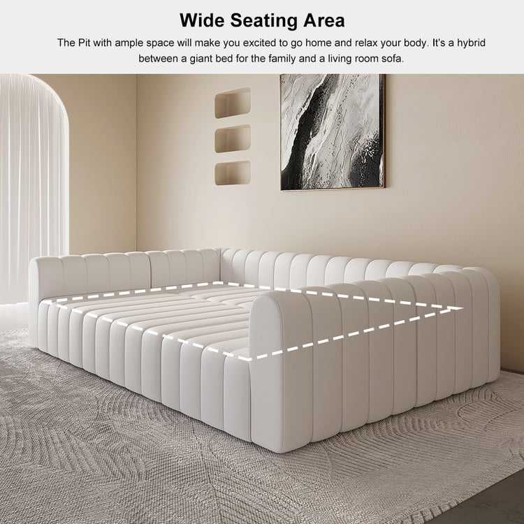 3020mm White Microfiber Leather Modular Pit Sectional Sofa Set