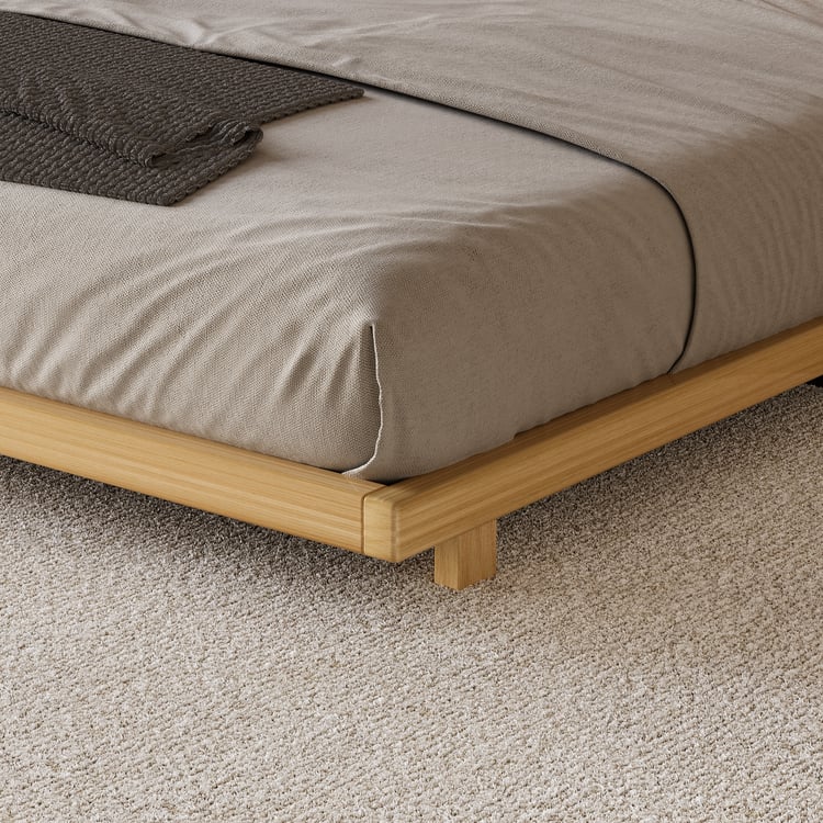 Japanese Style Queen Low Bed Frame in Walnut | Homary