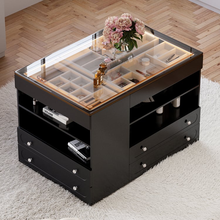 47"W Dresser Walk in Closet Island  with Jewelry Storage LED Light