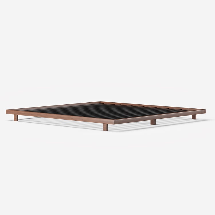 Japanese Style Walnut King Floor Bed