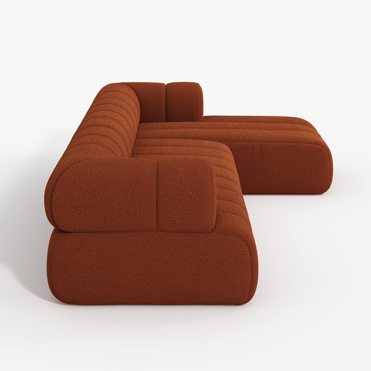 Chenille 3-Piece Sofa, Rust Large Couch with Chaise for Living