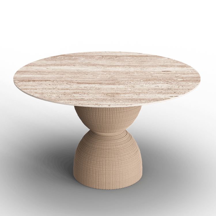 Round Dining Table Sintered Stone Top Modern in Beige｜Homary