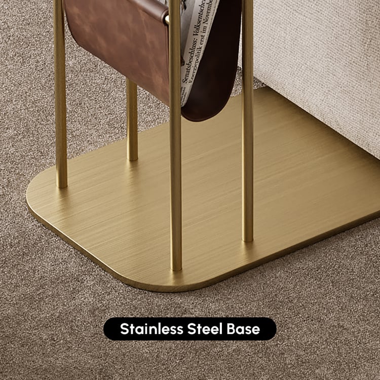 Tavolino FOLUBAN In Legno Noce E Metallo A V – Comodino Moderno Con Contenitore Per Soggiorno