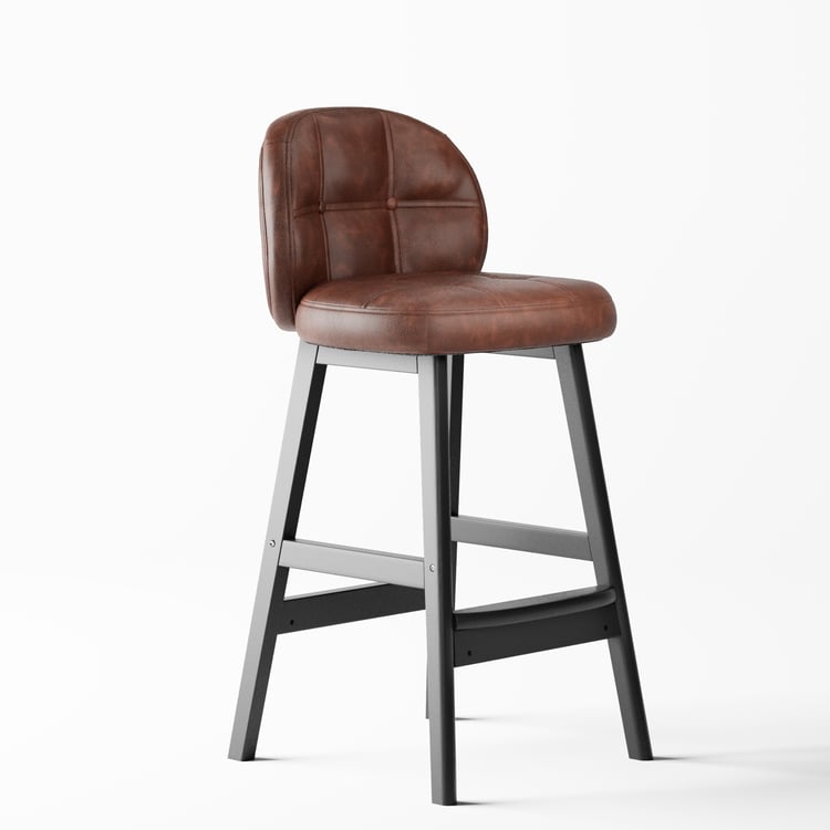 Set 2 Sgabelli Girevoli Da Bar In Metall O E Pelle PU – Con Poggiapiedi, Altezza Regolabile 61-76 Cm, Marrone - 4
