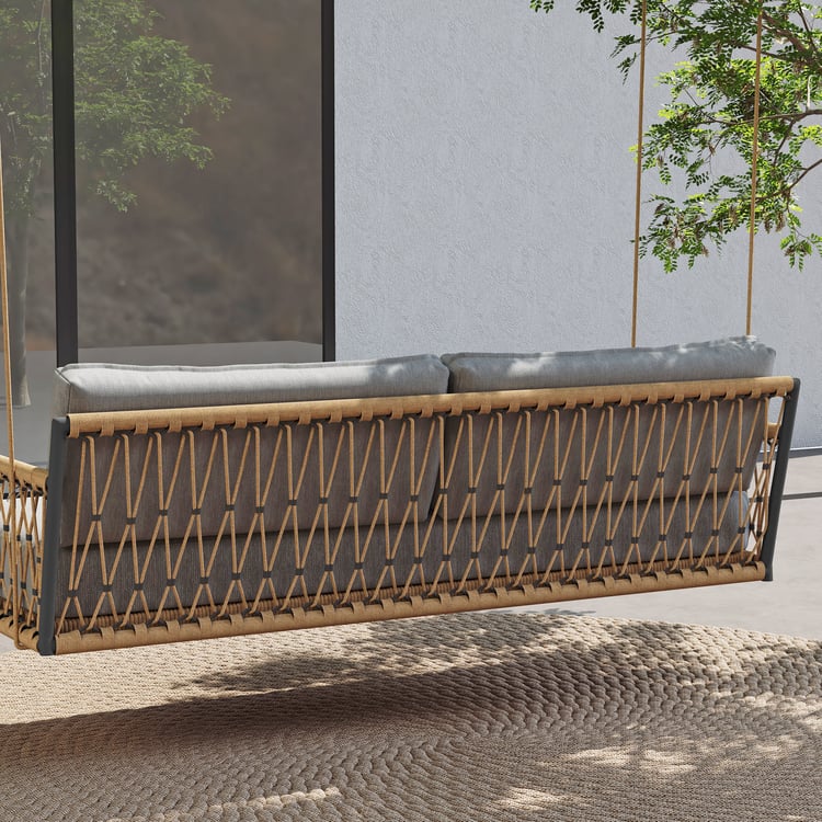 Ropipe Outdoor Aluminum & Rope Weave 2-Seater Swing Sofa in Dark
