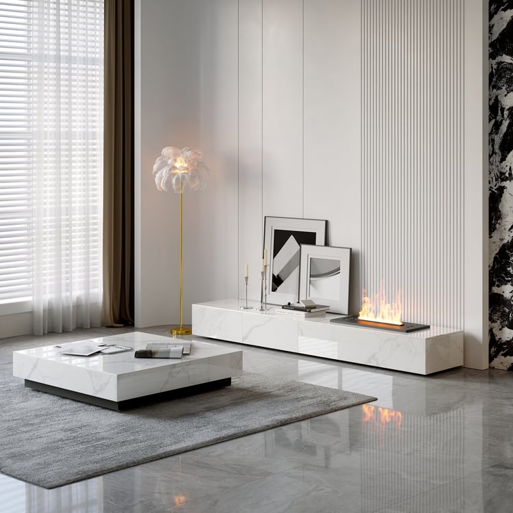 Electric fireplace, humidifier, synthetic marble TV stand