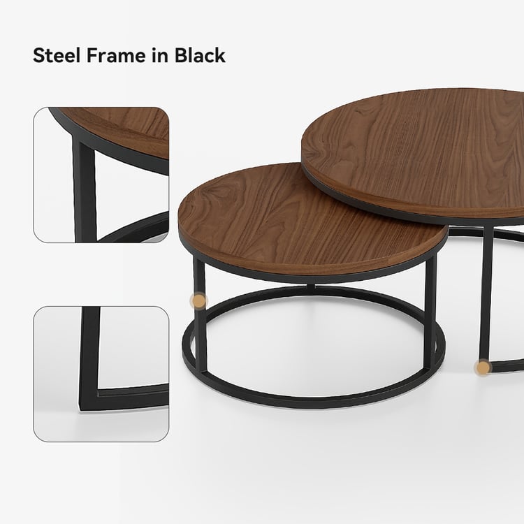Set di 2 tavolini rotondi effetto legno, 40cm e 60cm - Clara