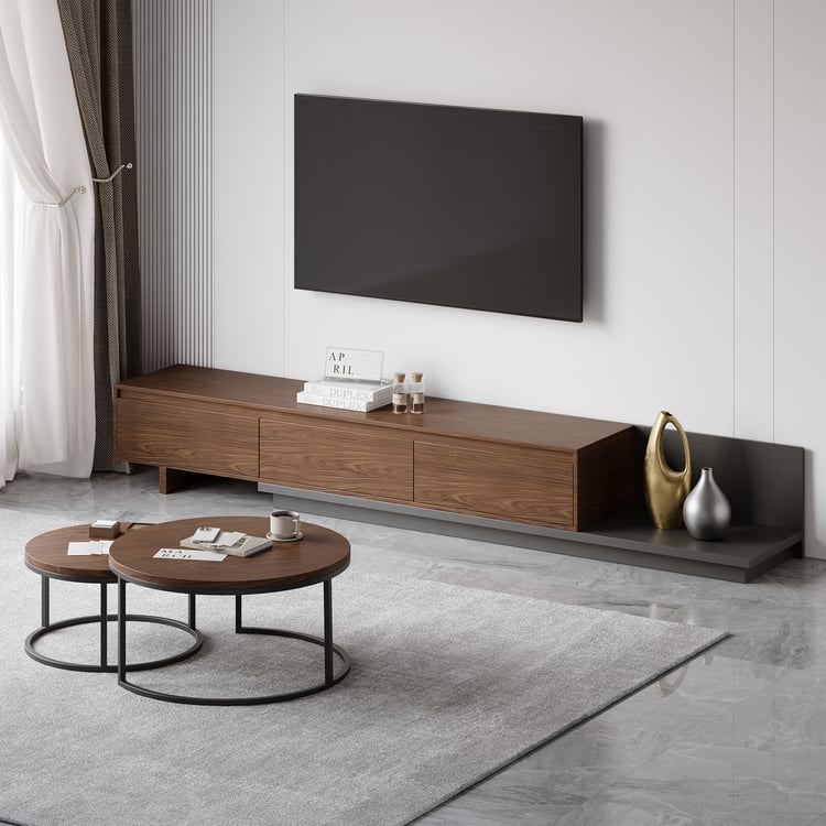 Ensemble meuble TV extensible et table basse emboîtable Fero