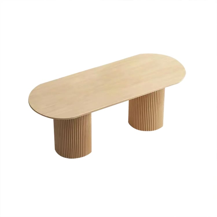 Japandi 2000mm Solid Wood Dining Table Natural Oval Tabletop