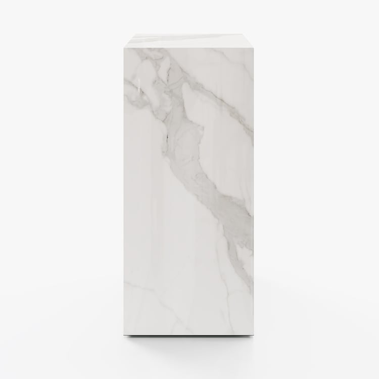 White Sintered Stone Plinth Pedestal Plant Stand & Side Table｜Homary