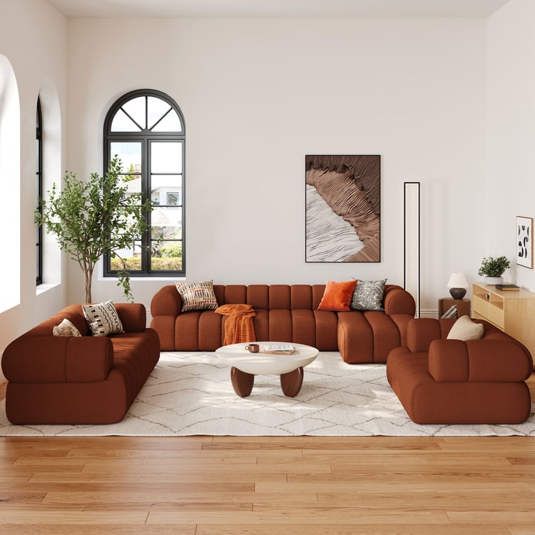 2110 mm 2 Seater Channelled Loveseat 3 Piece L-shaped Sectional