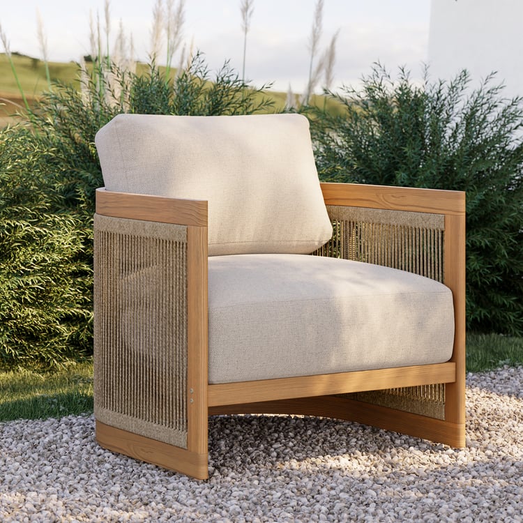 Natural Teak Rope Woven Outdoor Chair