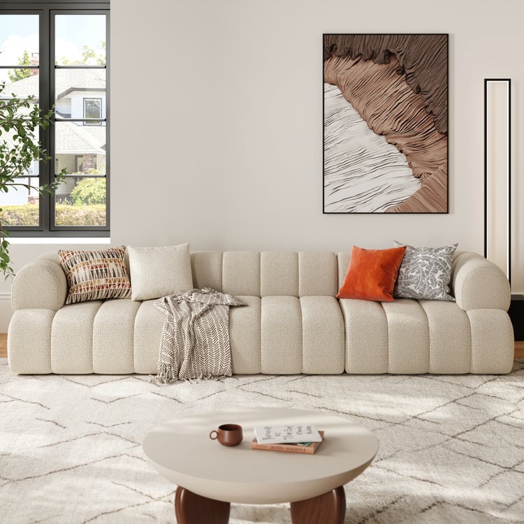 Chenille 3-Piece Sofa, Beige Couch for Large Space (122.8